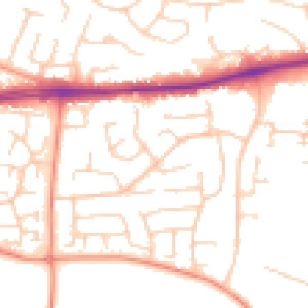 Daytime road noise heatmap for PO14 1SN