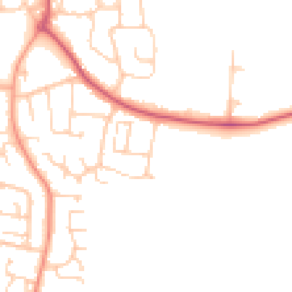Daytime road noise heatmap for PO14 2AG