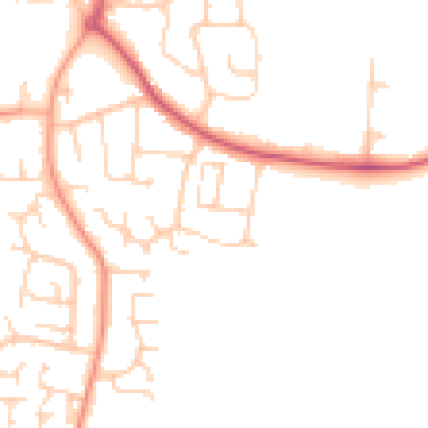 Daytime road noise heatmap for PO14 2AJ