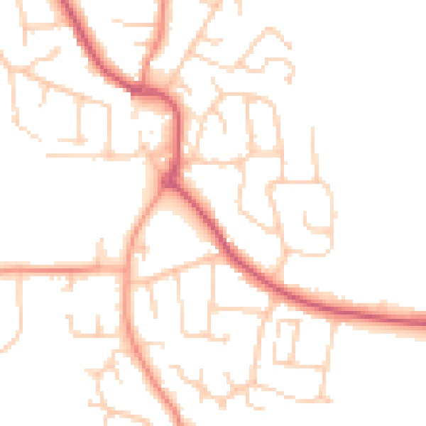 Daytime road noise heatmap for PO14 2AS