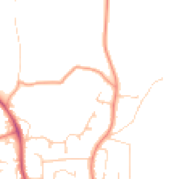Daytime road noise heatmap for PO14 2FH