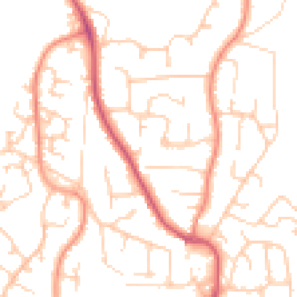 Daytime road noise heatmap for PO14 2JD