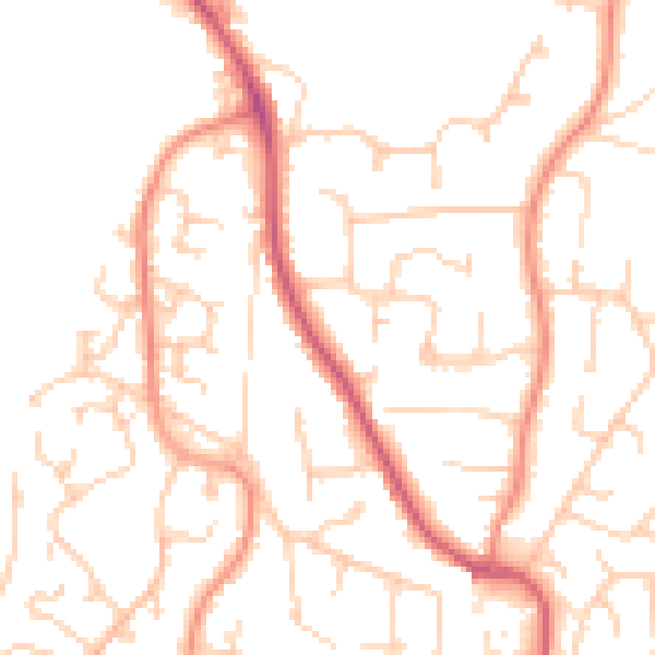 Daytime road noise heatmap for PO14 2JE