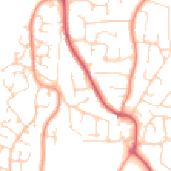 Daytime road noise heatmap for PO14 2LY