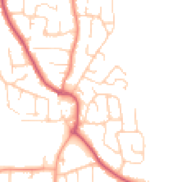 Daytime road noise heatmap for PO14 2QF