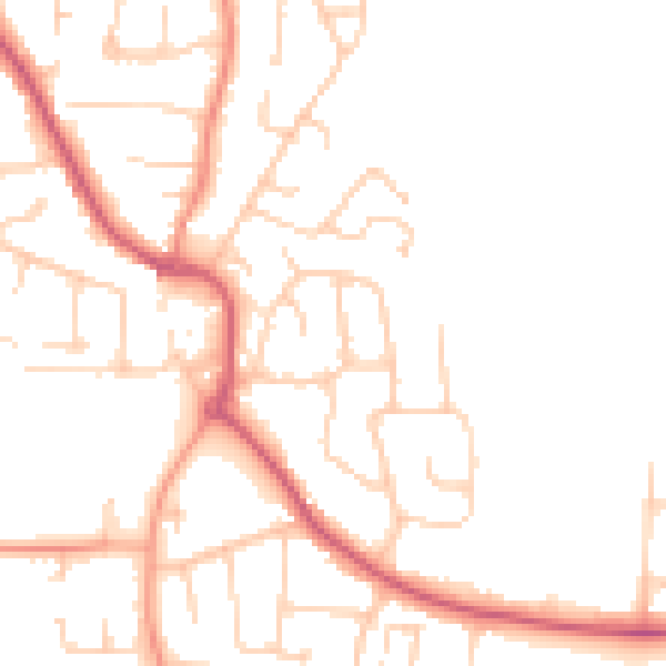 Daytime road noise heatmap for PO14 2QU