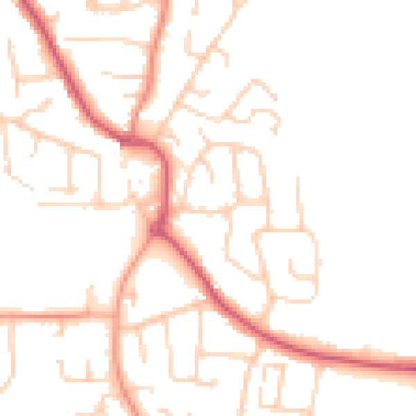 Daytime road noise heatmap for PO14 2QX