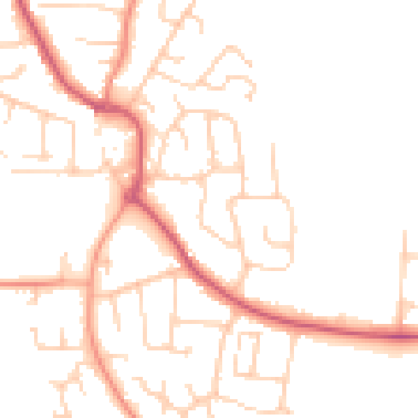 Daytime road noise heatmap for PO14 2QY