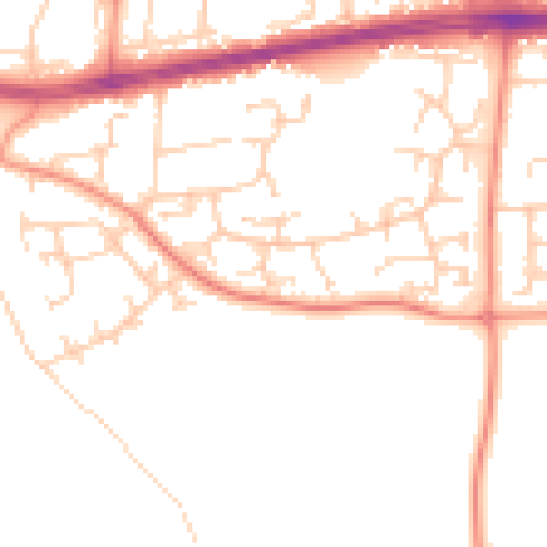 Daytime road noise heatmap for PO14 3AQ