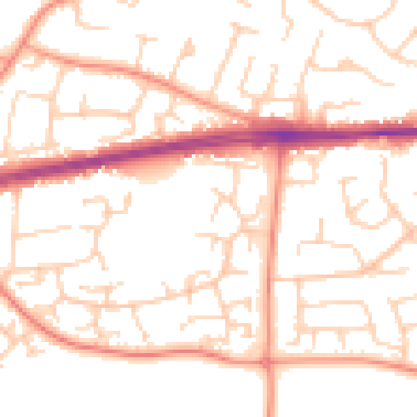 Daytime road noise heatmap for PO14 3BJ
