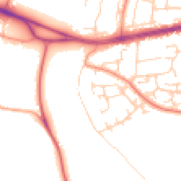 Daytime road noise heatmap for PO14 3EE