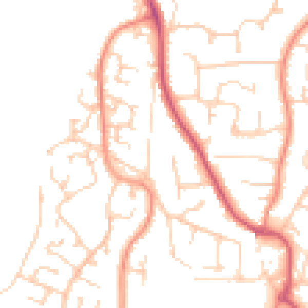 Daytime road noise heatmap for PO14 3HF
