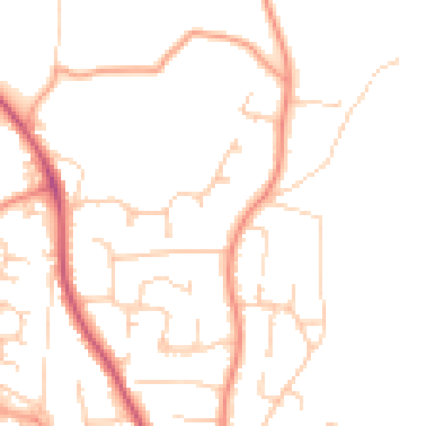 Daytime road noise heatmap for PO14 3NZ