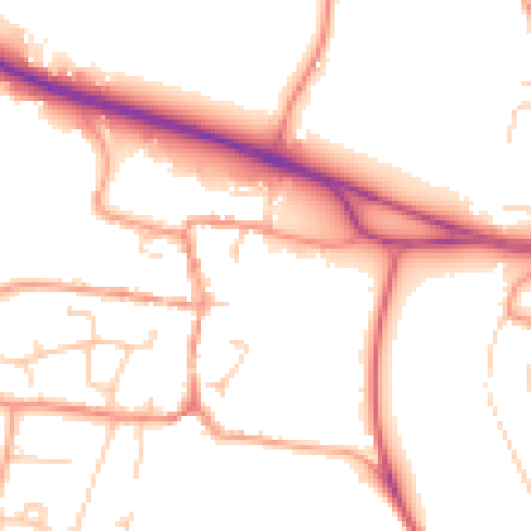Daytime road noise heatmap for PO14 4AA