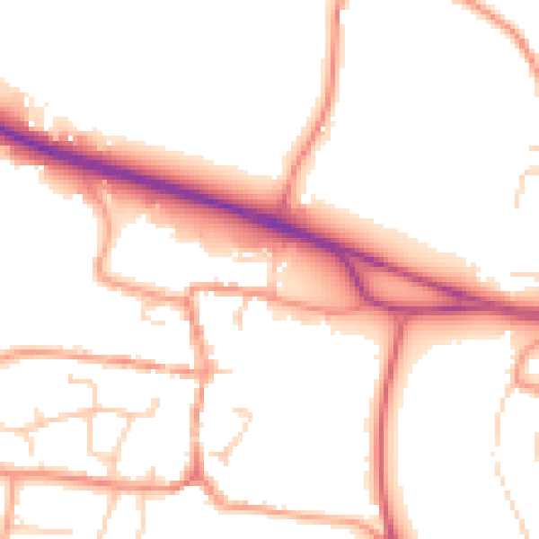 Daytime road noise heatmap for PO14 4AB