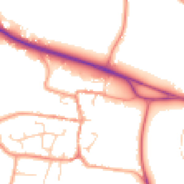 Daytime road noise heatmap for PO14 4AD