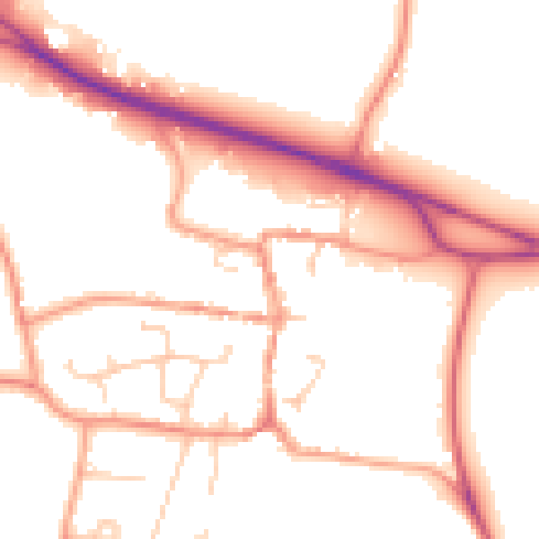 Daytime road noise heatmap for PO14 4AF