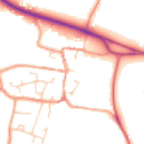 Daytime road noise heatmap for PO14 4AG