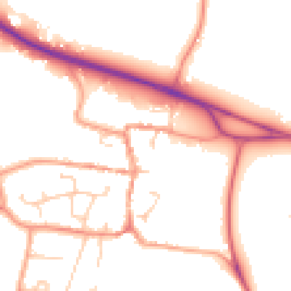 Daytime road noise heatmap for PO14 4AP