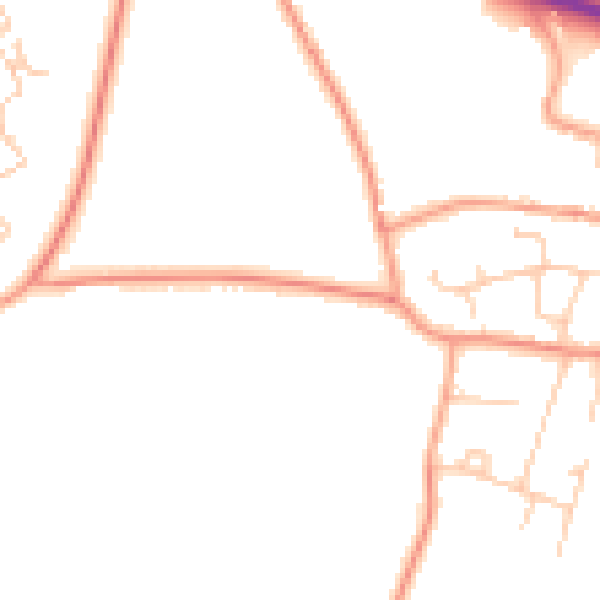 Daytime road noise heatmap for PO14 4DA