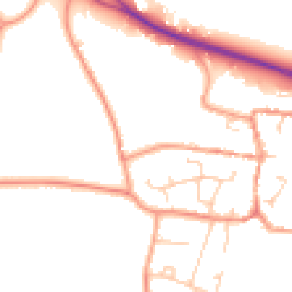 Daytime road noise heatmap for PO14 4DE