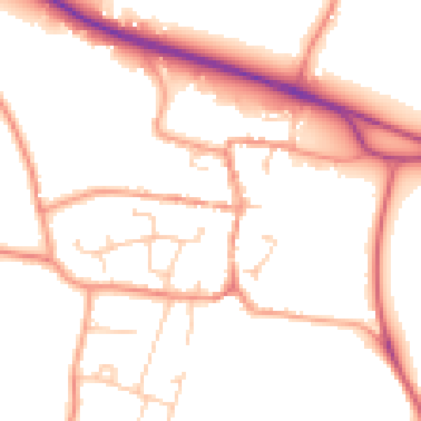 Daytime road noise heatmap for PO14 4DH