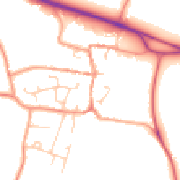 Daytime road noise heatmap for PO14 4DL