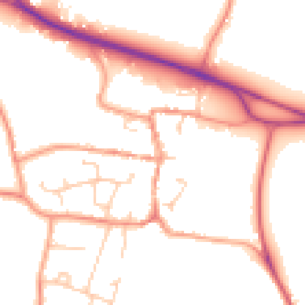 Daytime road noise heatmap for PO14 4DT