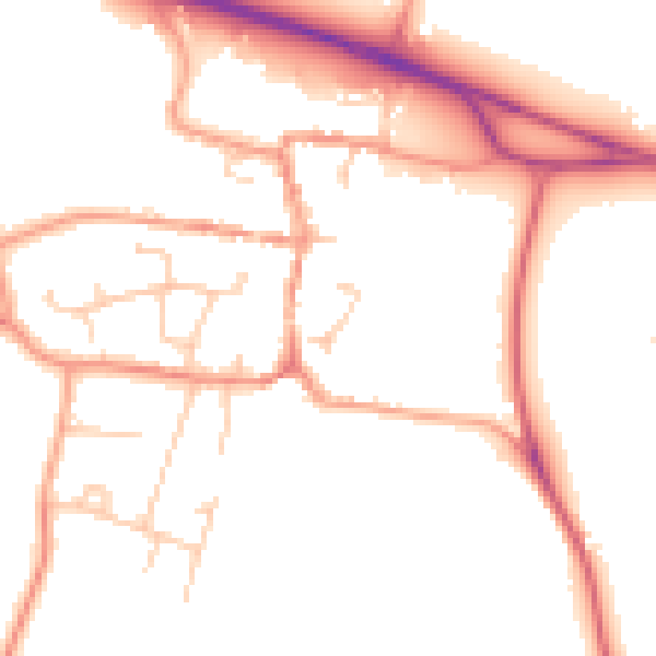 Daytime road noise heatmap for PO14 4DU