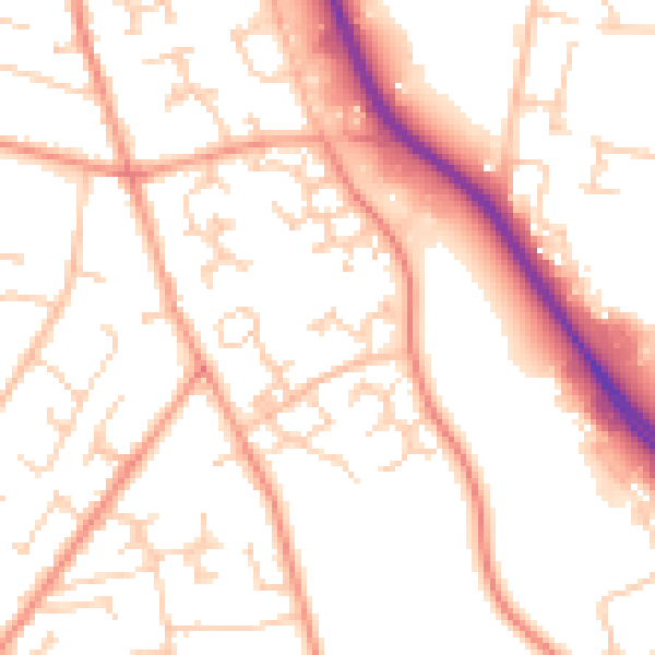 Daytime road noise heatmap for PO14 4DW