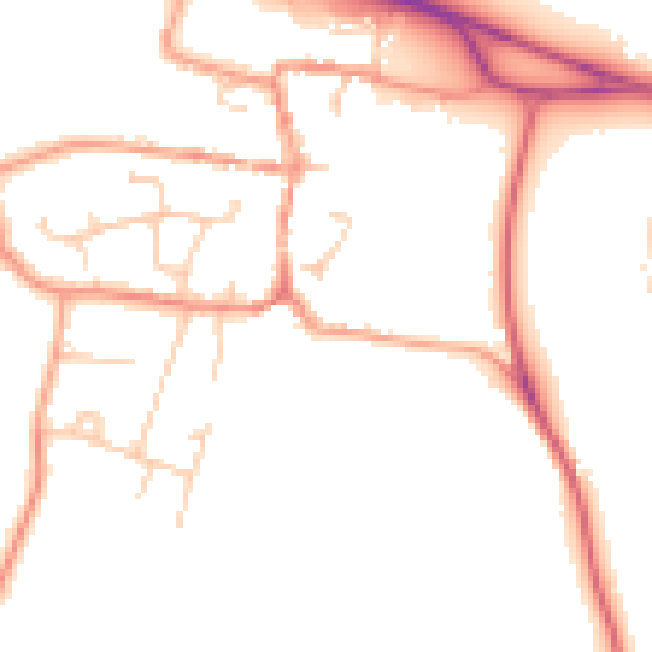 Daytime road noise heatmap for PO14 4EA