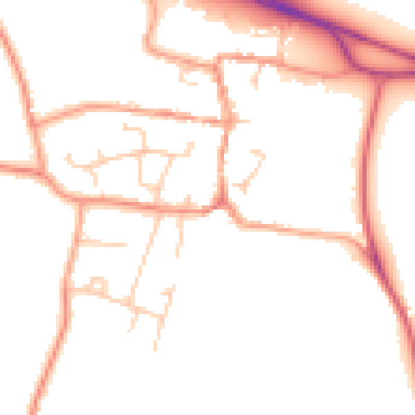 Daytime road noise heatmap for PO14 4EE