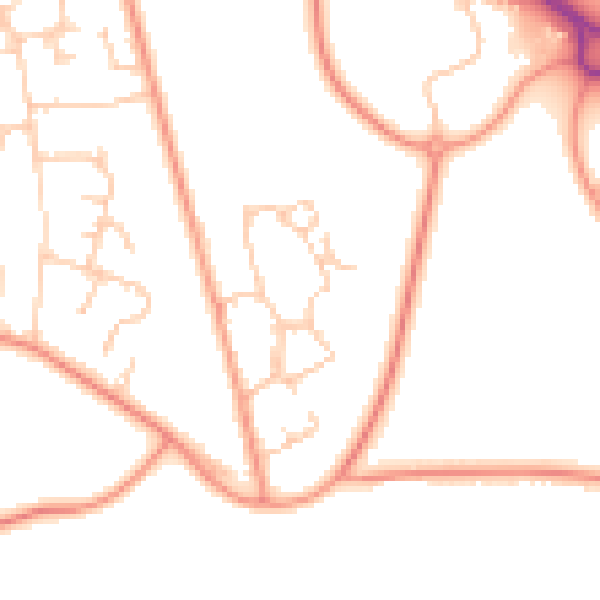 Daytime road noise heatmap for PO14 4FH