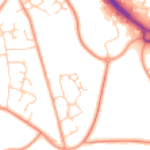 Daytime road noise heatmap for PO14 4FW