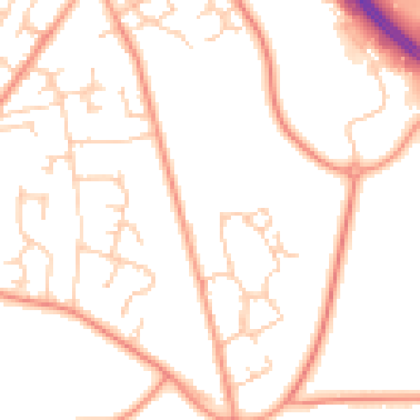 Daytime road noise heatmap for PO14 4FX