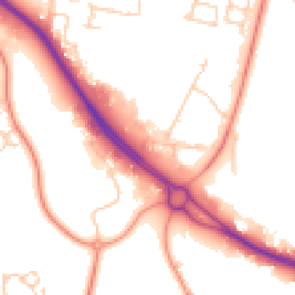 Daytime road noise heatmap for PO14 4FY