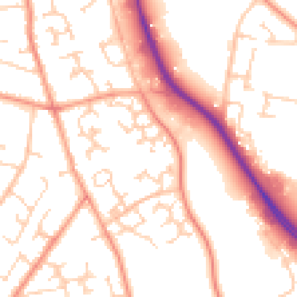Daytime road noise heatmap for PO14 4QD