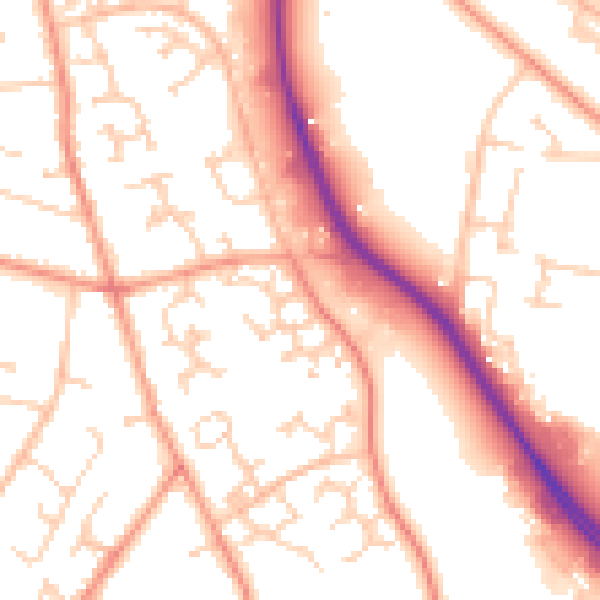 Daytime road noise heatmap for PO14 4QQ