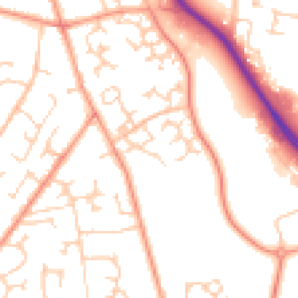 Daytime road noise heatmap for PO14 4RN