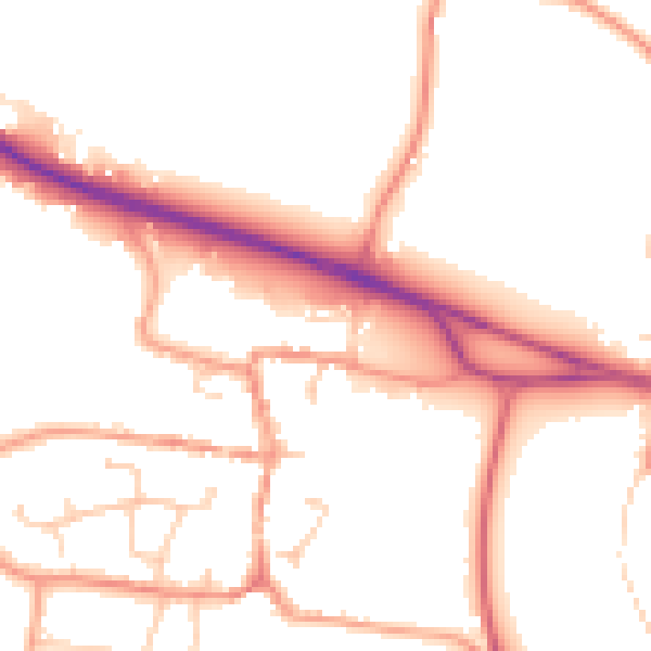 Daytime road noise heatmap for PO14 4TJ