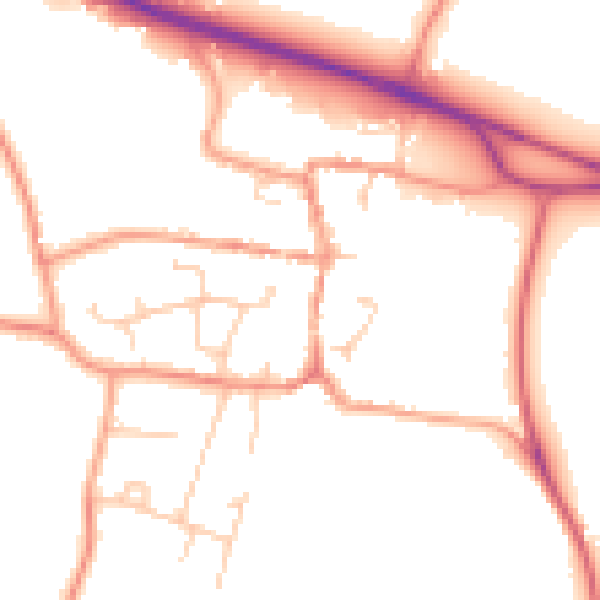 Daytime road noise heatmap for PO14 4TL