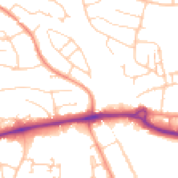 Daytime road noise heatmap for PO15 5AB