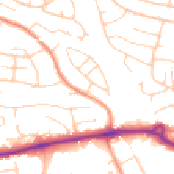 Daytime road noise heatmap for PO15 5AD