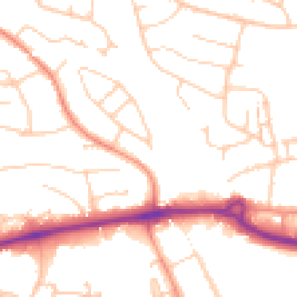 Daytime road noise heatmap for PO15 5AE