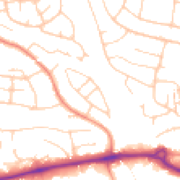 Daytime road noise heatmap for PO15 5AF