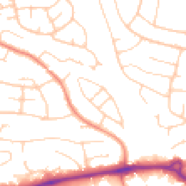Daytime road noise heatmap for PO15 5AG