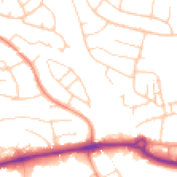 Daytime road noise heatmap for PO15 5AH