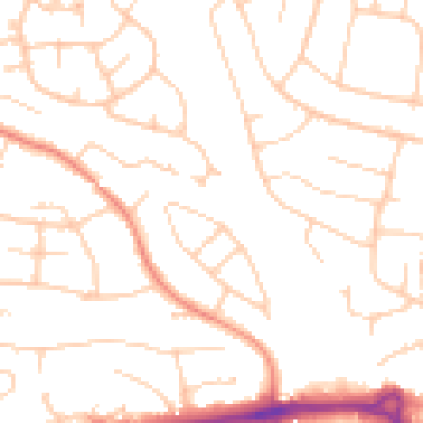 Daytime road noise heatmap for PO15 5AJ