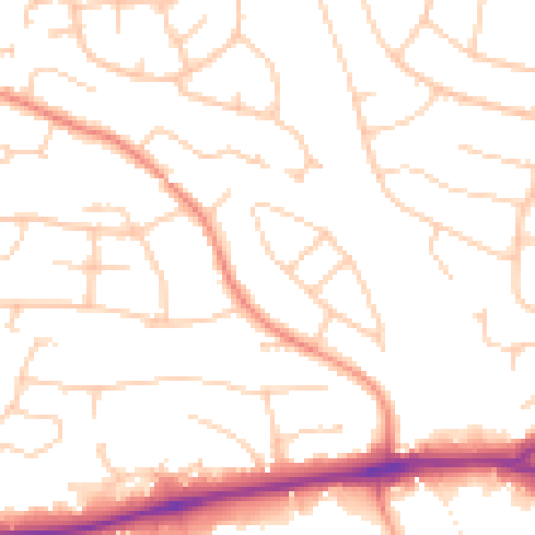 Daytime road noise heatmap for PO15 5AN