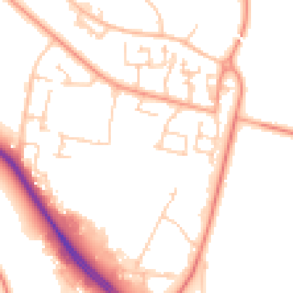 Daytime road noise heatmap for PO15 5AP